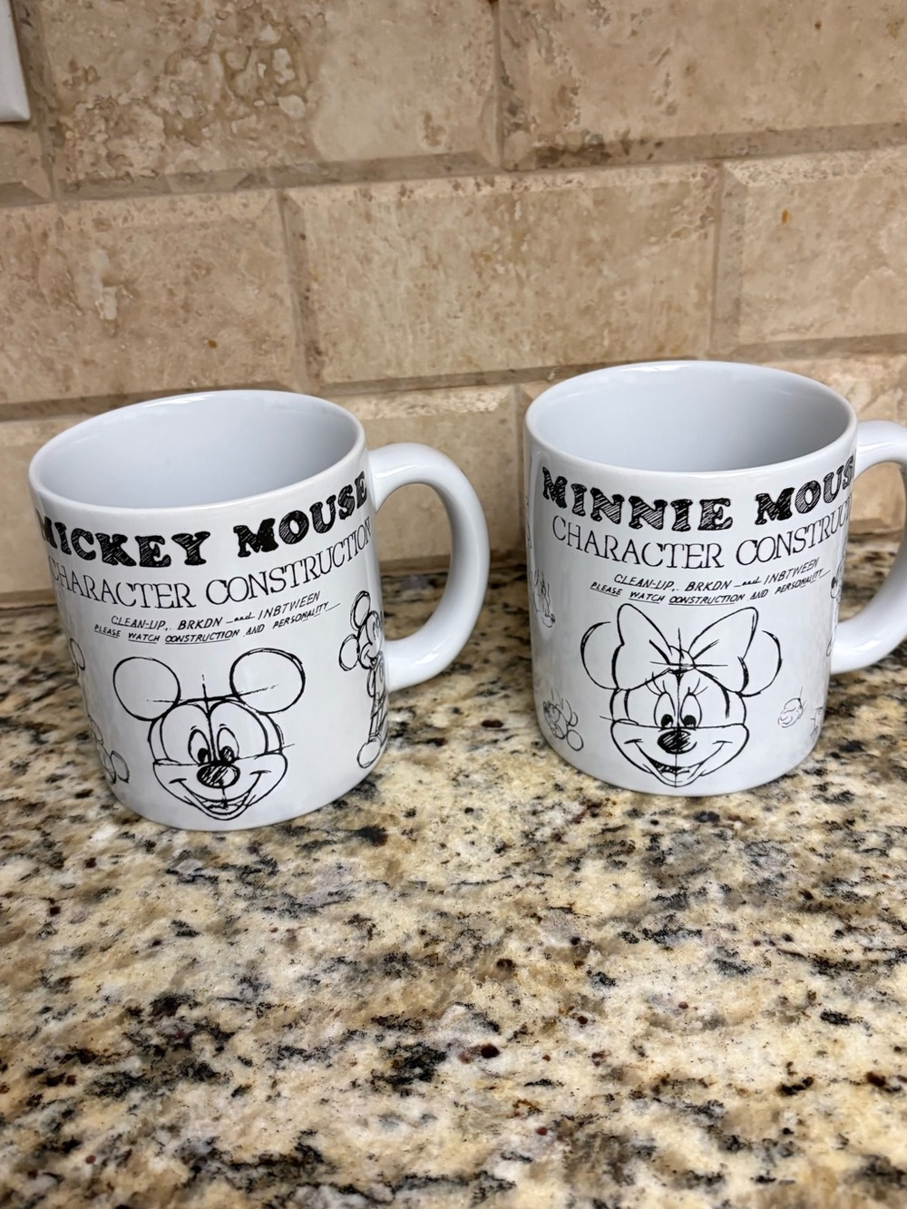 Disney White Mickey & Minnie Sketch Ceramic Mug Set